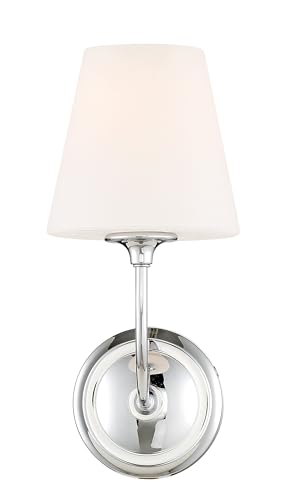 Image of Crystorama Libby Langdon Sylvan 1 Light Polished Chrome Sconce with Sconce with Glass Shade