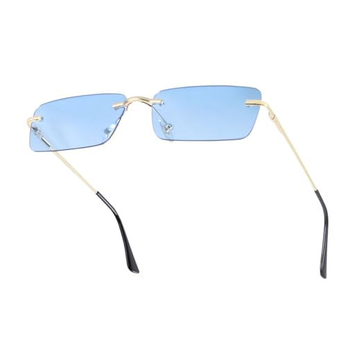 besbomig Randlose Sonnenbrille Damen Herren Retro Rahmenlose Brille für Festival Rave Outfit Fasching 90er Jahre Party Brillen Modebrille Hippie Kostümzubehör