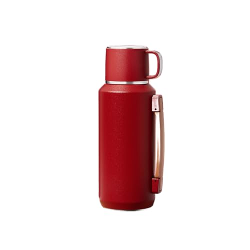 Simcat Termo de 800 ml con asa, acero inoxidable 316, aislada al vacío, mantiene el calor y el frío, 24 horas, color rojo, para viajes diarios