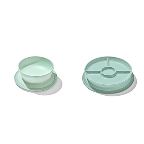 Image of OXO Tot Stick and Stay Suction Bowl and Divided Plate Bundle - Opal