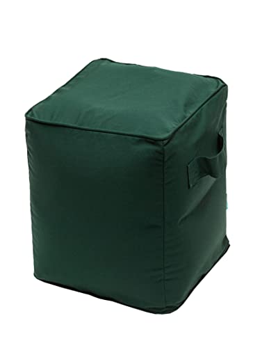 Image of QILLOWAY Inflatable Outdoor Ottoman for Patio, Water Resistant Pouf Cube 16 inch, Inflatable Foot Rest, Outdoor Footstool for Poolside, Garden,Camping, Mallard,Forest Green