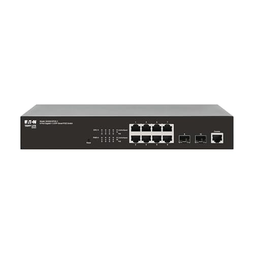 Image of Eaton Tripp Lite Series 8‑Port Gigabit Managed PoE+ Switch with 2 SFP Ports, Easy Smart Web‑Managed Layer 2 Ethernet Splitter, 140W, 1 Gbps, 1U Rack Mount or Desktop, 3‑Year Warranty (NGS8C2POE-1)