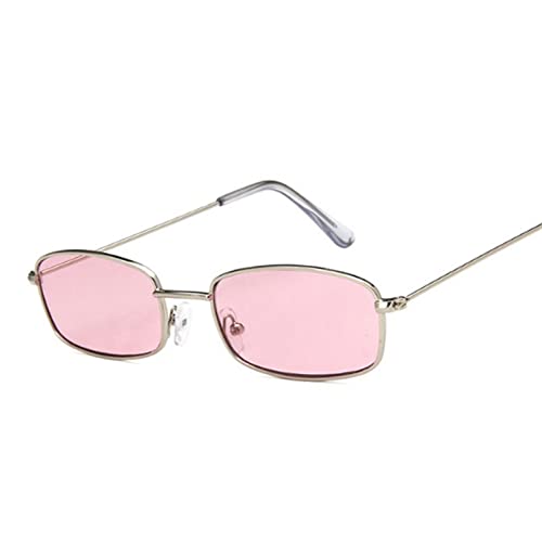 Lunettes de soleil rectangle en métal pour homme et femme retro