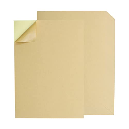 SAFYY - 100 hojas de etiquetas adhesivas de papel kraft, 8-1/4 x 11-11/16 pulgadas, etiquetas de envío autoadhesivas compatibles con copiadora, impresora UV, impresora digital, impresoras láser e