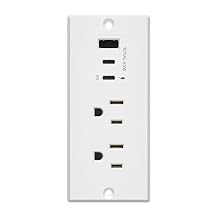 LIDER Rectangle Desktop Power Grommet with USB-C PD60W & USB-A, USB Combined Output 65W, 12A AC Outlets, Auto-Slide Cover, 6.5ft Cord, Desk Charging Station, ETL Listed, Thermoplastic, Matte White