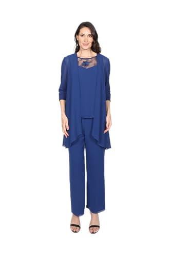 Le Bos Women's 3 Piece Embellished Short Sleeve Light Weight Pant Set