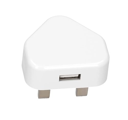 STS Adapter (5V/1A) USB Adapter (100-240V & Input DC Adapters) For Charging Multi-Function Power Adapter For Electronic Devices (White) (UK~Plug/USB) 1Pack