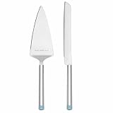 Kate Spade New York Take the Cake Knife and Server 2-Piece Dessert Serving Set, Silver-plate and Turquoise