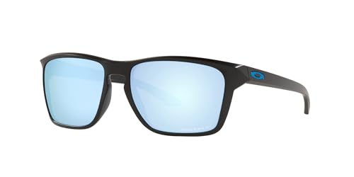 Oakley Mens OO9448 Sylas Rectangular Sunglasses, Matte Black/Prizm Deep Water Polarized, 57 mm