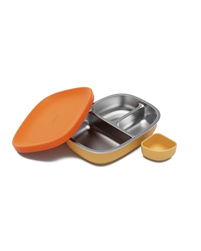 Lalo Bento Box - BPA-Free Bento Box For Kids & Toddlers Leak-Proof Dishwasher Safe Easy to Open & Clean Silicone & Stainless Steel Lunch Box For Kids Portable for Daycare or Travel - Citrus Peel