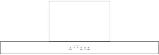 Line drawing of GE Profile 36-Inch Wall Mount Range Hood with dimensions