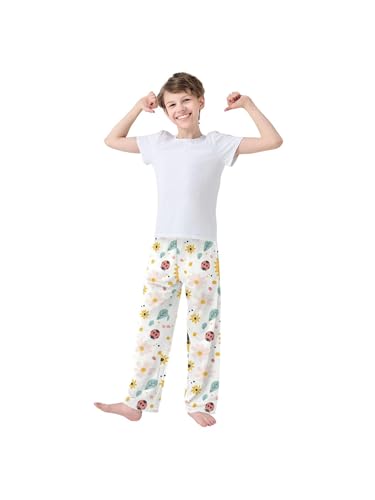 ZZKKO Kawaiiladybugs Sunflower Boys Pants for Kids Jogger Pants with Pockets S3