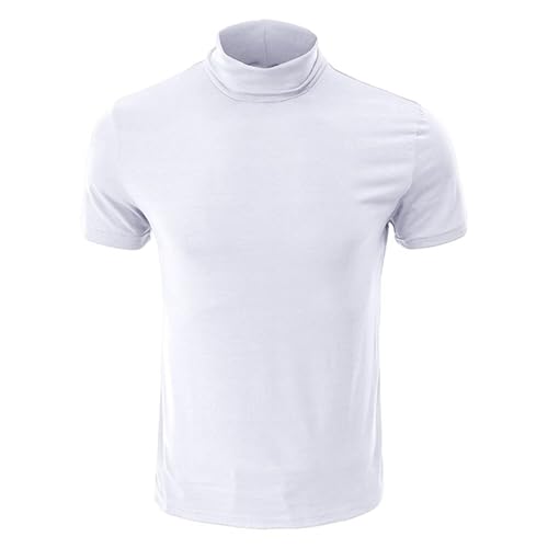 Men's Fashion Shirts Short Sleeve Mock Turtleneck T-Shirts Casual Undershirt Tops3