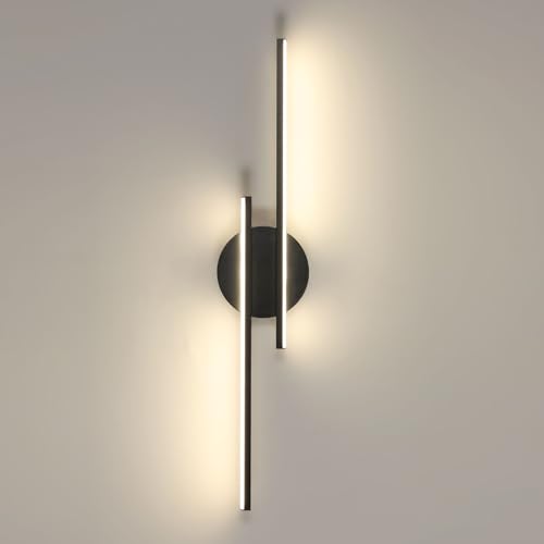 Riserva Lampada da Parete Interno LED, Lineare Applique da Parete Interno Nero, Lampada da Muro Moderna in Acrilico Camera da Letto, Scale, Corridoio, Soggiorno, 4500K Bianco Neutro
