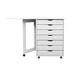 Jela-USA Solid Pine Wood 7 Drawer Wide Rolling Cart, White