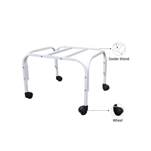 Image of Mumma's LIFE Heavy-Duty Cooler Stand with Wheels | Metal Trolley for Home & Outdoor | Rust-Resistant Black Finish | 360 Rotating Wheels | 100kg Load Capacity | Cooler Movable Stand (White)