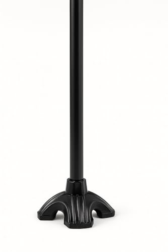 Image of 4-Leg Medical Walking Aid for Old People Adjustable Height Heavy Duty Lightweight Walking Stick for Senior Citizens & Patients Anti-Slip Base High Mild Steel (Black)