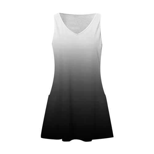Image of Summer Dresses for Women 2026 Casual V Neck Sleeveless Sundresses Boho Beach Tank Dresses with Pockets