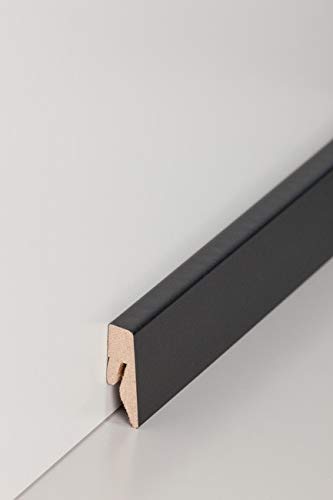 PROVISTON listwa przypodłogowa z płyty MDF, 15 x 40 x 2500 mm, rdzeń MDF, foliowany, kolor czarny, do klejenia, klipsów, wkręcania i gwoździ, listwa przypodłogowa firmy PROVISTON 12,5 m | 5 sztuk