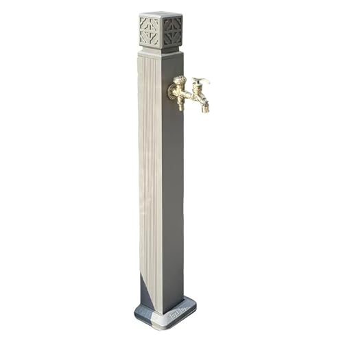 Fontaine à colonne d'eau extérieure en acier inoxydable 99,1 cm Distributeur vertical de jardin avec robinet et pistolet pulvérisateur Fontaine décorative