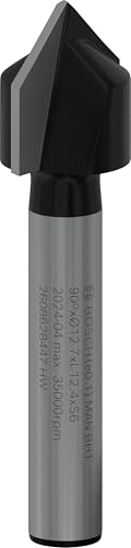 V-Oluk Freze Standart, Ahşap için, 6 mm Şaftlı D1 12,7 mm, U 12,7 mm, G 45 mm, 90°