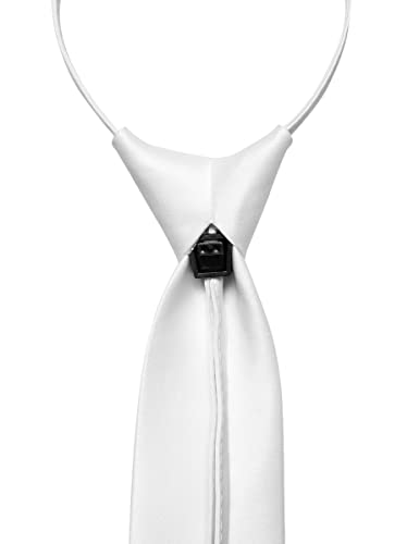 Image of YourTies Zipper Tie for Men Adjustable Pre-tied Satin Neckties and Pocket Square Set Solid Color Business Formal Wedding