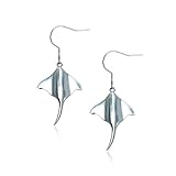 Dainty Manta Ray Fish Titanium Drop Dangle Earrings Charms High Polished, Pure Earring Hooks Hypoall