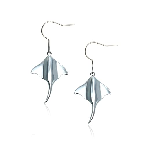 Dainty Manta Ray Fish Titanium Drop Dangle Earrings Charms High Polished, Pure Earring Hooks Hypoallergenic Ocean Animal Dangling Earrings For Women Teens Girls #TOP23