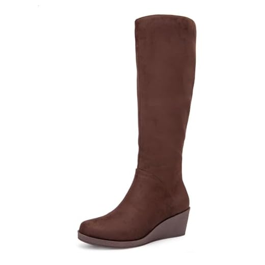 Aerosoles - Bota feminina binocular na altura do joelho – Botas de cano alto com palmilha de espuma viscoelástica, Camurça sintética Java Stretch, 7.5