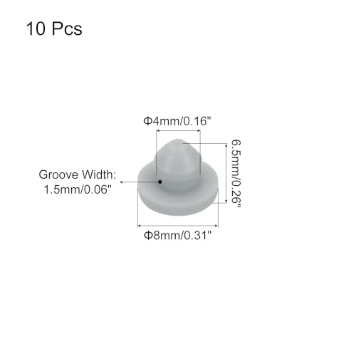 Image of MECCANIXITY 10pcs Silicone Snap in Locking Hole Plugs,4mm /0.2 Inch Mounting Diameter Narrow Groove Width 1.5mm Panel Seal Cover Round for Kitchen Bulkheads Waterproof Sealing Plugs Grey
