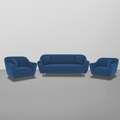 Image of Atticus 3+1+1 Seater Sofa Set for Living Room (Blue Colour) Premium Fabric Sofa
