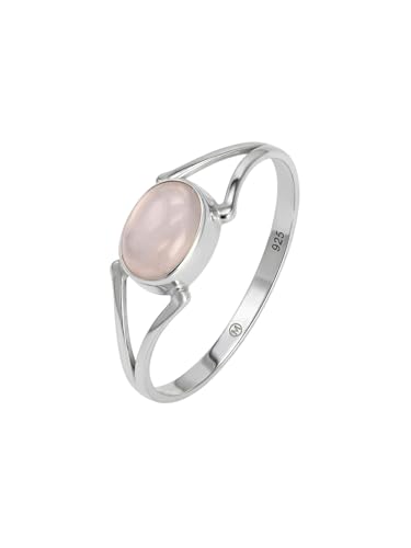 mantraroma Bague femme en argent 925 quartz rose pierre précieuse rose simple moderne