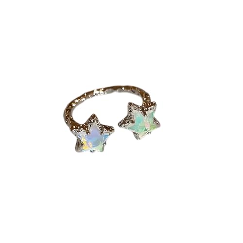 Bague étoile argentée pour femme avec design croix ouverte et planète