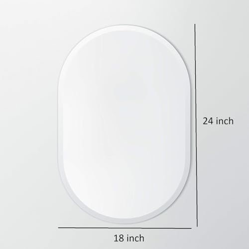 Image of Creative Arts n Frames 18x24 inch 5mm Thick Beveled Smooth Edges Frameless Wall Mount HD Mirror Home Office Hotel Decor for Living Restroom Bedroom Bathroom (Capsule Shape 18x24 HD Mirror)