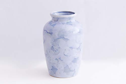 やまこう 国産 陶器 夏目 ■ ブルー 5寸 ■ 2本組 ■ 花瓶 ■ 仏壇 お盆 お彼岸 お墓参り 供養 ■ サイズ約 (cm) 高さ16.5 差込口内径4.5 胴張10.5 底径7.2