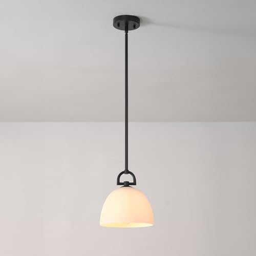 Globe Electric 1-Light Pendant Light, Matte Black, White Opal Glass Shade, Modern Transitional Ceiling Light for Kitchen, Dining, or Hallway by Globe Electric - Used condition - Image 5