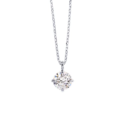 PAVOI 14K Pendant Necklace (Round CZ, White Gold)