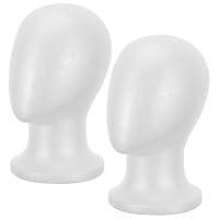 DEARMAMY 2pcs Male Foam Mannequin Heads for Wigs and Hats, 5# Face-less Wig Model Display Stands for Salon, Hair Styling, and Retail Accessories