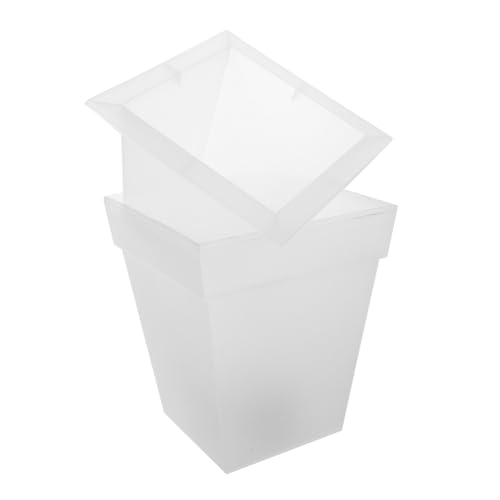 UKCOCO Pot Lumineux Solaire Carré Plastique Jardinière Décorative Étanche Pour Jardin Extérieur Lampe Basse Consommation Avec Lumière Blanche Pour Terrasse Et Pelouse