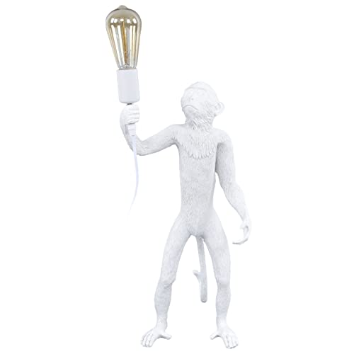Bhdk Monkey Pendant Light,Vintage Industrial Resin Hemp Rope Creative Monkey Hanging Chandelier E27 Edison Ceiling Pendant Lamp For Kid's Bedroom Restaurant Dining Room Bar Cafe (White)(Us) #TOP11
