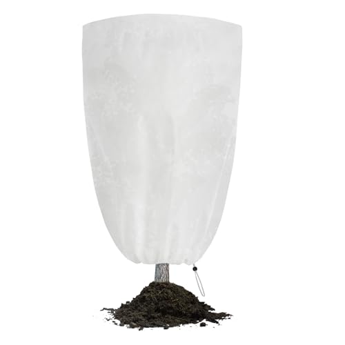 Velway Funda para Plantas 80×100 cm - 80 g/m² Cubre Plantas Invierno con Cordón y Cremallera, Tela no Tejida Reutilizable, Protección contra Heladas, Nieve, Frío y Viento