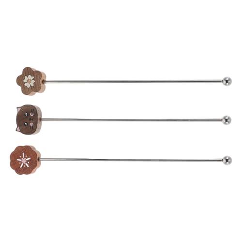 Garneck 3Pcs Vintage Stainless Steel Swizzle Sticks Reusable Coffee Paddle Stir Sticks for Cocktails Travel Outdoor Events Portable Drink Mixers