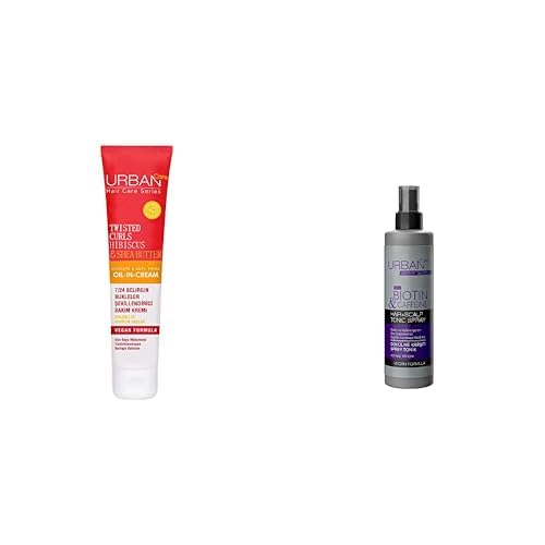 URBAN Care Twisted Curls Hibiscus & Shea Butter Kıvırcık ve Dalgalı Saçlara Özel Durulanmayan Bakım Kremi 175 ml- VeganxURBAN Care Expert Biotin & Kafein Dökülme Karşıtı Saç Toniği 200 ml- Vegan