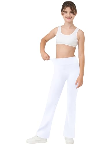 Bootcut Leggings for Girls High Waist Soft Stretch Women Yoga Pants Teen Dance Running Black Pink Dark Blue Maroon White2