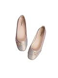 toothless Girls Metallic Ballet Flats | Stylish Slip-On Belly Shoes with Floral Jeweled Embellishment | Comfortable & Trendy Footwear for Festive Occasions | Casual Outings & Daily Fashion