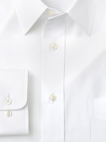 Paul Fredrick Men's 2-Ply Cotton Windsor Spread Collar French Cuff Dress Shirt, Size 16.5/35 White