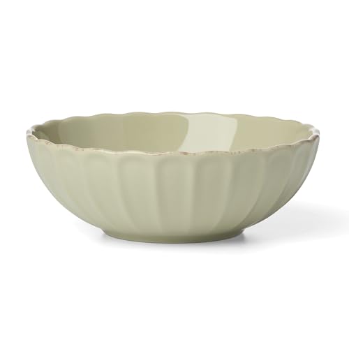 Image of Lenox Stoneware Dinnerware Sets, French Perle Scallop Matcha 12-Piece Dinnerware Set, Service For 4, Green Dishes Set for 4, Dishwasher Safe, Stoneware Dinner Plates and Bowls Sets (Green, 12 Piece)