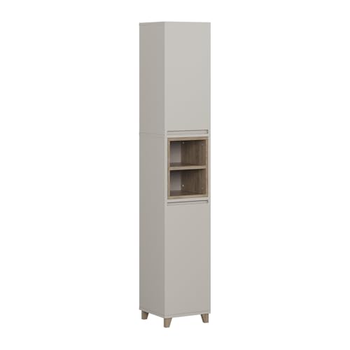Vicco Hochschrank Elnor, Greige/Eiche, 30 x 170 cm mit 2 Türen