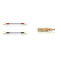 Oehlbach Jump! Lautsprecher Brücken versilbert (SPOFC, 4x10cm, 6mm², 4 Stück) & Banana B3 - Hochwertige Bananenstecker für Kabel bis 4mm² - vergoldete Kontakte, Metallstecker - 4 Stück - gold