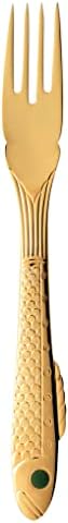 Gense Gunnar Cyren Gold Plated Nobel Fish Fork, Stainless Steel, 188 mm